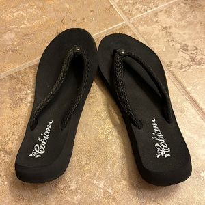 Black flip flops